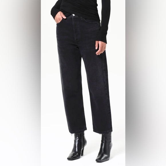 AGOLDE 90'S Crop Mid Rise Straight Leg Jeans - Tar Wash - Size 26 - Picture 3 of 15